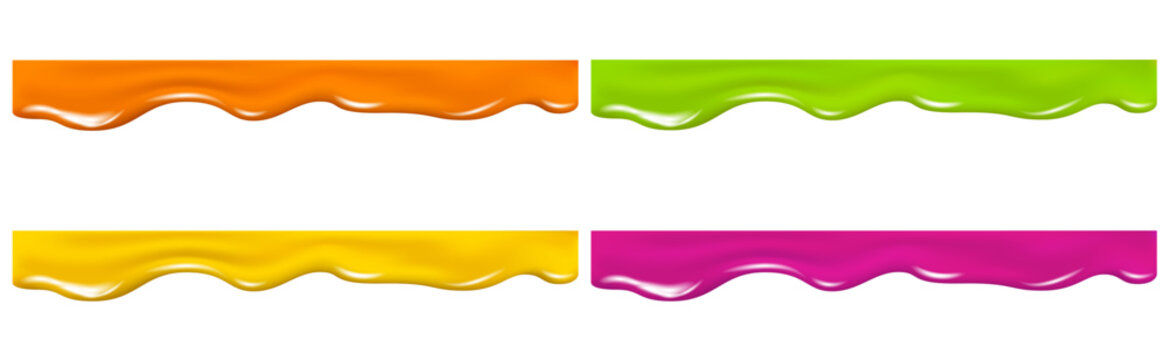 Pink, green, yellow, orange drip cream drops, jelly.