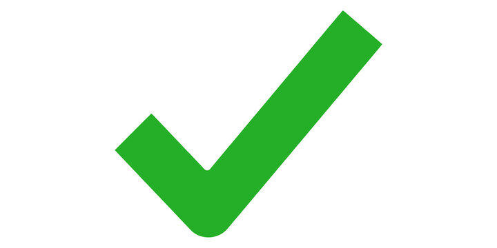 Green checkmark symbol on a transparent background used for approval and confirmation