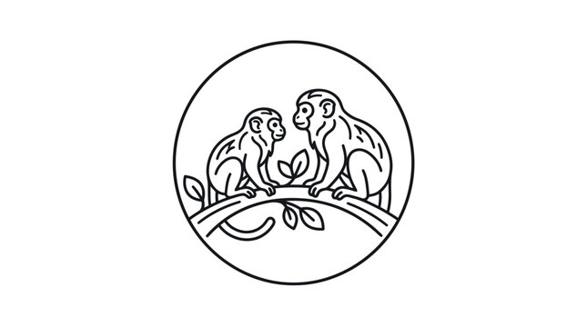 Two Monkeys Vector Illustration
