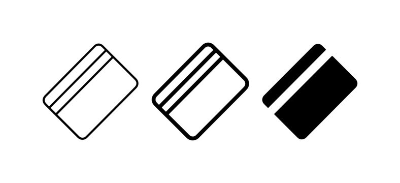 Credit Card Icons Set, Payment Plastic Card Symbols, Financial Transaction Graphics