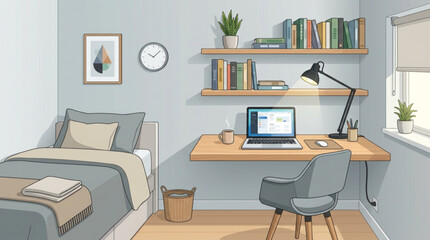 Cozy bedroom with desk © Laang