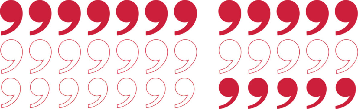 Quote mark, icon set, speech quotation signs and discussion symbols for UI UX websites mobile applications and communication platforms.