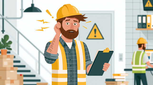 Worker receiving electric shock in industrial workplace with safety gear