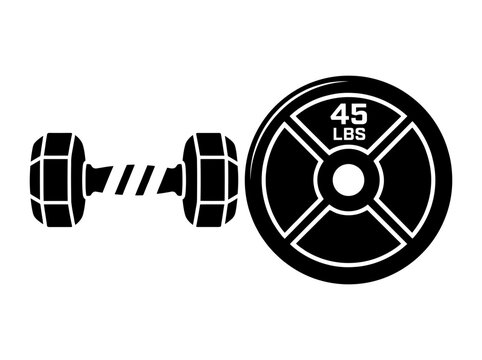 Barbell weight plate fitness vector icon