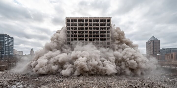 Photo of building implosion
