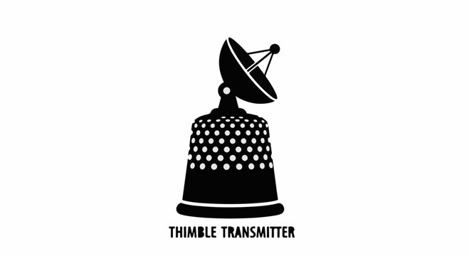 Creative concept of a sewing thimble transformed into a satellite dish, symbolizing communication and innovation.