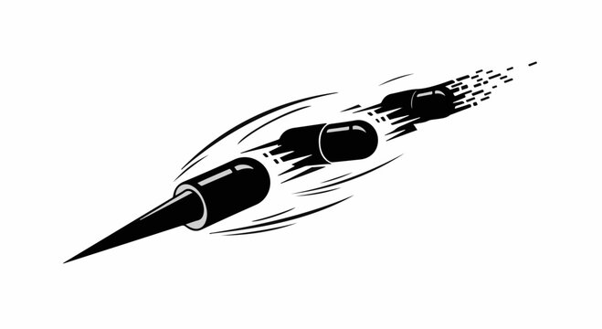 Fast projectile in motion with motion blur and trail effect
