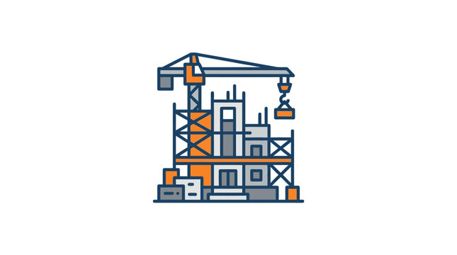 Construction site with crane and scaffolding.