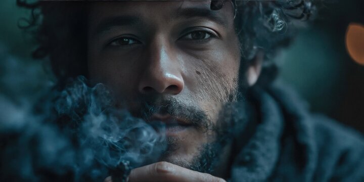 Photo of man smoking weed 