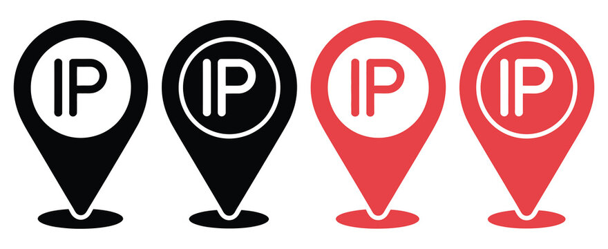 IP Location and Address Icon Collection Vector Set Featuring Network Tracking Mapping and Geolocation Symbols