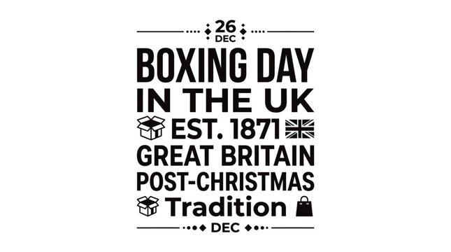 Boxing Day UK Tradition Est 1871 Post-Christmas Great Britain Vector
