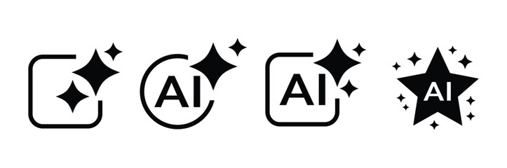 AI generate icon set ai, Artificial intelligence symbol, sparkle star with square button, Generate symbol for application and web © PerfectDesign