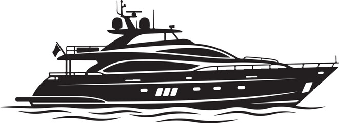 Luxury yacht, boat, sailing vessel, black silhouette, vector icon © MdNayem