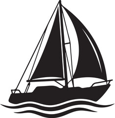 Sailing yacht icon, sailboat silhouette, black vector graphic, nautical symbol © MdNayem