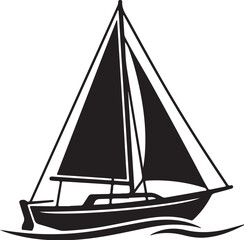 Sailing boat, sailboat icon, vector sailboat, black silhouette © MdNayem