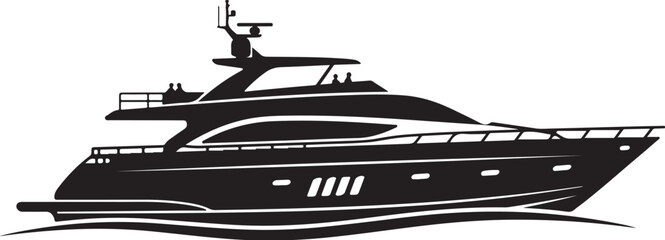 Luxury yacht, boat, vessel, sailing, nautical, vector, black, silhouette, icon © MdNayem