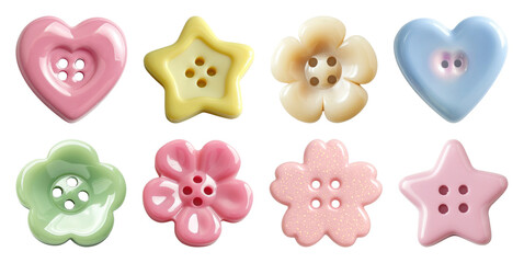 Obraz premium PNG Colorful decorative buttons collection on transparent background
