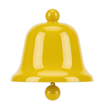 Golden bell with clapper and intricate knobs hanging freely