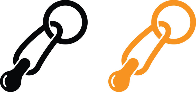 Simple zipper pull icon set in black and orange colors for clothing and bag accessories