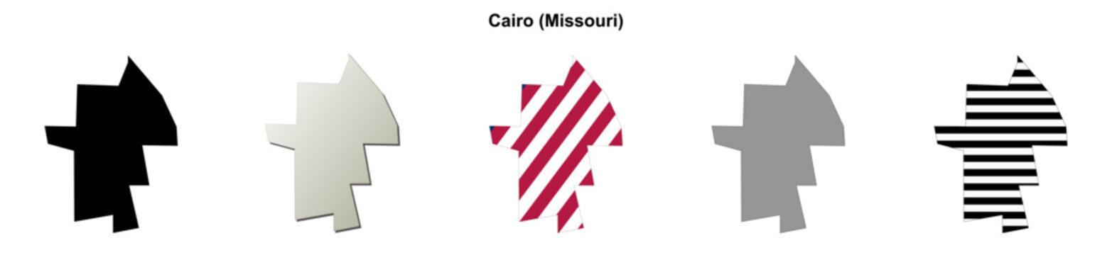 Cairo (Missouri) blank outline map set