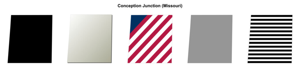 Obraz premium Conception Junction (Missouri) blank outline map set