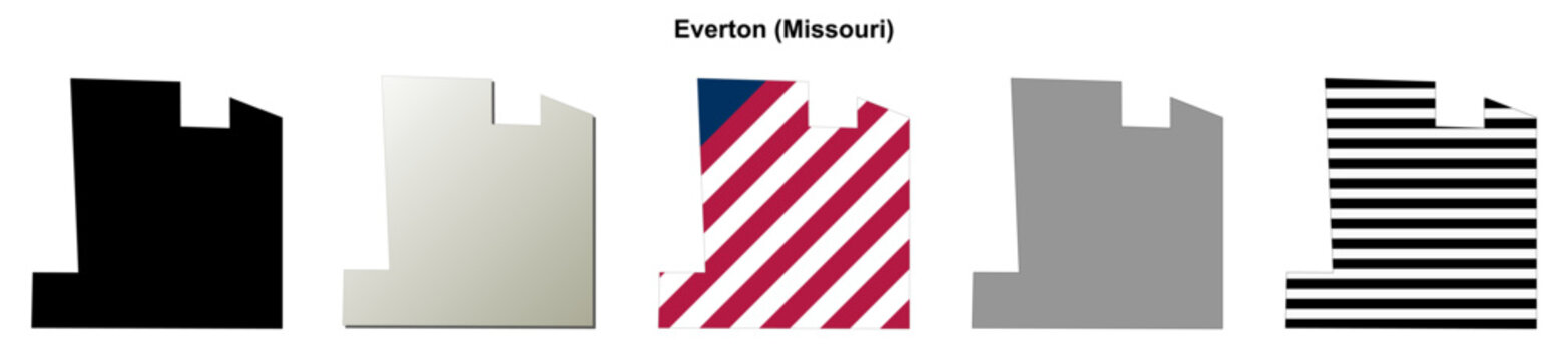 Everton (Missouri) blank outline map set