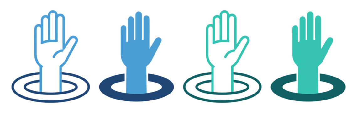 hand raise vote symbol set icon on transparent background