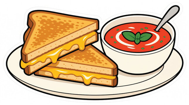 Grilled cheese sandwich and tomato soup.