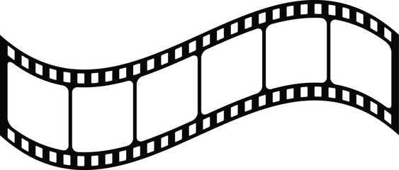 Obraz premium Wavy vintage film strip border with perforations on transparent background, isolated graphic element for creative design projects and retro cinema themes.