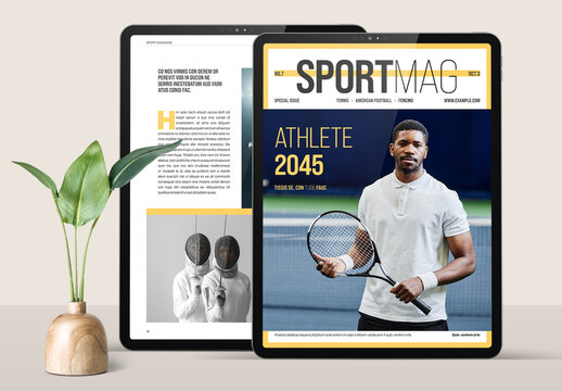Sport E-Magazine Layout with Yellow Accents