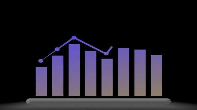 Purple Gradient Bar Chart Decreasing Animation Business Loss Financial Decline Data Infographic Loop
