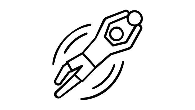 Vector illustration of a goalkeeper diving line icon capturing the dramatic full-stretch dive save in soccer with clean minimalist line art style.