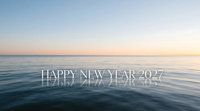 Serene 2027 New Year Horizon Seascape Background with Beautiful Ocean Ripple Reflection