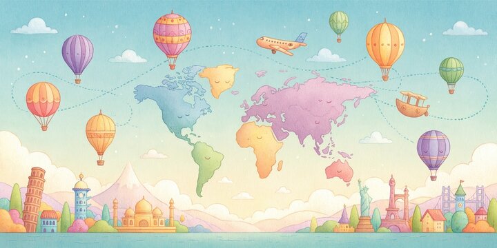World travel concept for globetrotting vacations