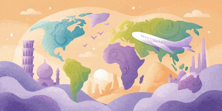 World travel concept for globetrotting vacations