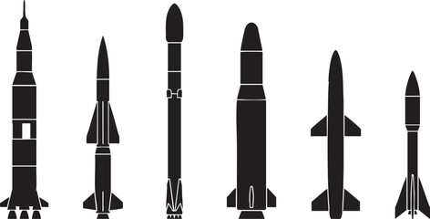 Collection of various rocket and missile silhouettes © Umme