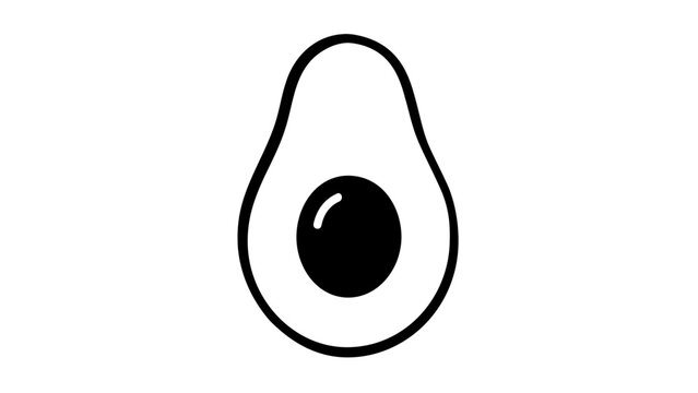 Vector illustration of an avocado half line icon showcasing elegant minimal line work, well-suited for packaging, food branding, and digital menu design contexts.