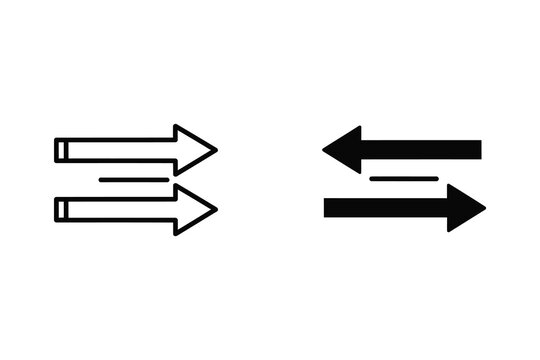 Arrows vector illustration, bidirectional movement, line art and solid style