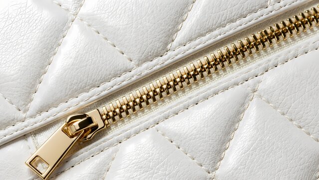 White Leather Texture & Gold Zipper