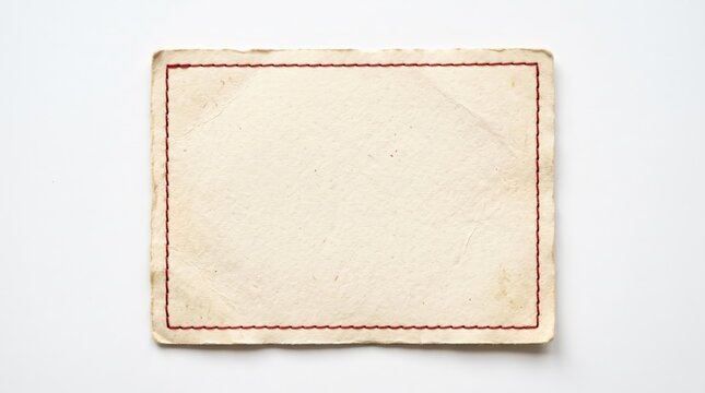 Vintage paper background with red stitching border