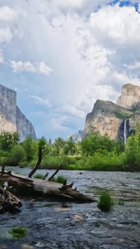 Yosemite Valley featuring granite cliffs, waterfalls, forest landscapes, mountain scenery, and pristine wilderness in Yosemite National Park, California.