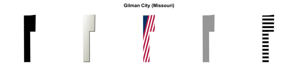 Obraz premium Gilman City (Missouri) blank outline map set