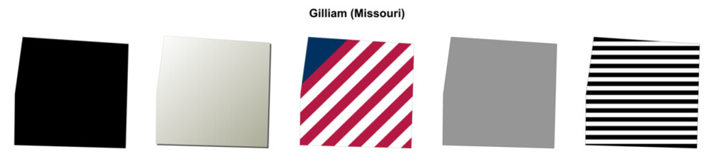 Fototapeta premium Gilliam (Missouri) blank outline map set