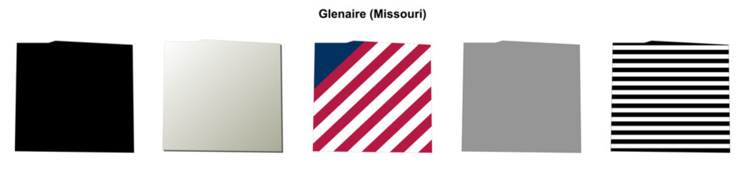 Obraz premium Glenaire (Missouri) blank outline map set