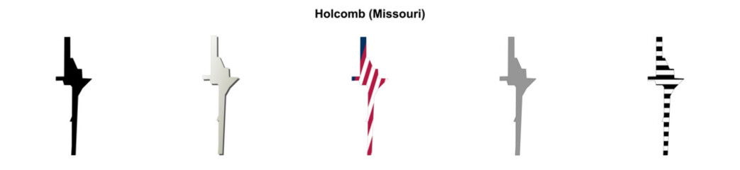 Obraz premium Holcomb (Missouri) blank outline map set