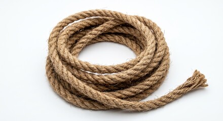 Obraz premium Coiled rope on white background