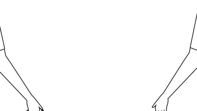 Black and white shopping bag handoff outline icon animation with a hand handing over a shopping bag to another hand on white background and green screen. 4K animated for ecommerce and explainer video.