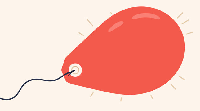 Economic Inflation Concept Visualized as a Giant Ballooning Price Tag Floating Upwards Representing Rising Costs and Decreasing Purchasing Power Flat Vector Illustration for Business News
