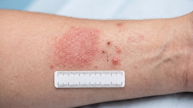 dermatology study, detailed macro view of skin texture highlighting various dermatological conditions