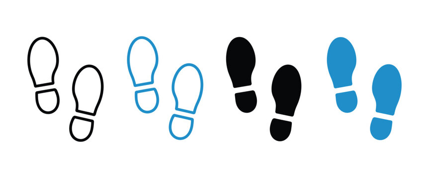 Footsteps Icon Set Walking Direction Movement Concept Vector Illustration for Navigation Tracking Route Guidance and Travel Design